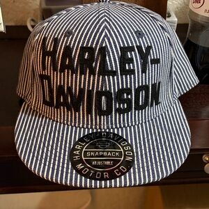 Harley-Davidson Blue and White Striped Cap